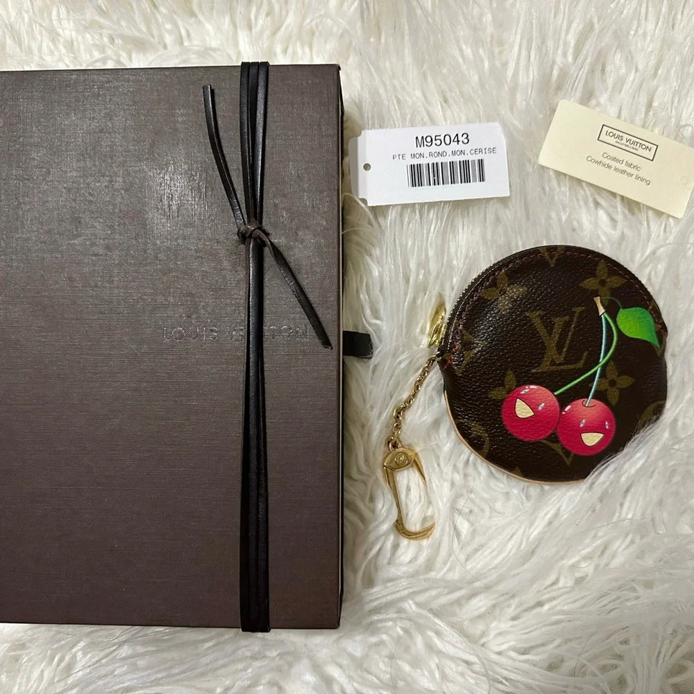 🍒 Murakami Louis Vuitton cherry bag charm coin purse! Cerises pouch